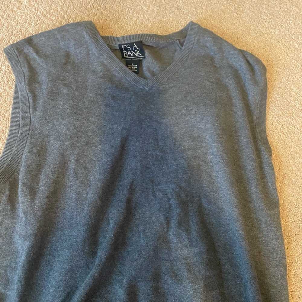 jos a bank sweater vest grey super nice quality but used